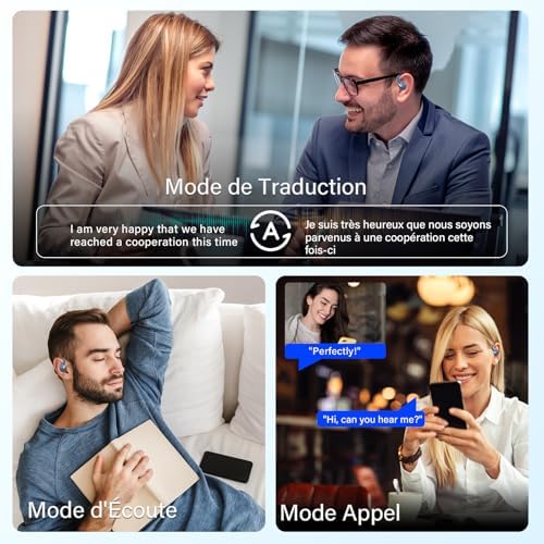 AI Instant Translator Earphone with 164 Languages, 7 Translation Modes with APP, 3 in 1 Instant Voice Translator, Buletooth 5.3 Earpiece Instant Translation for Travel and Business Blue - Image 4