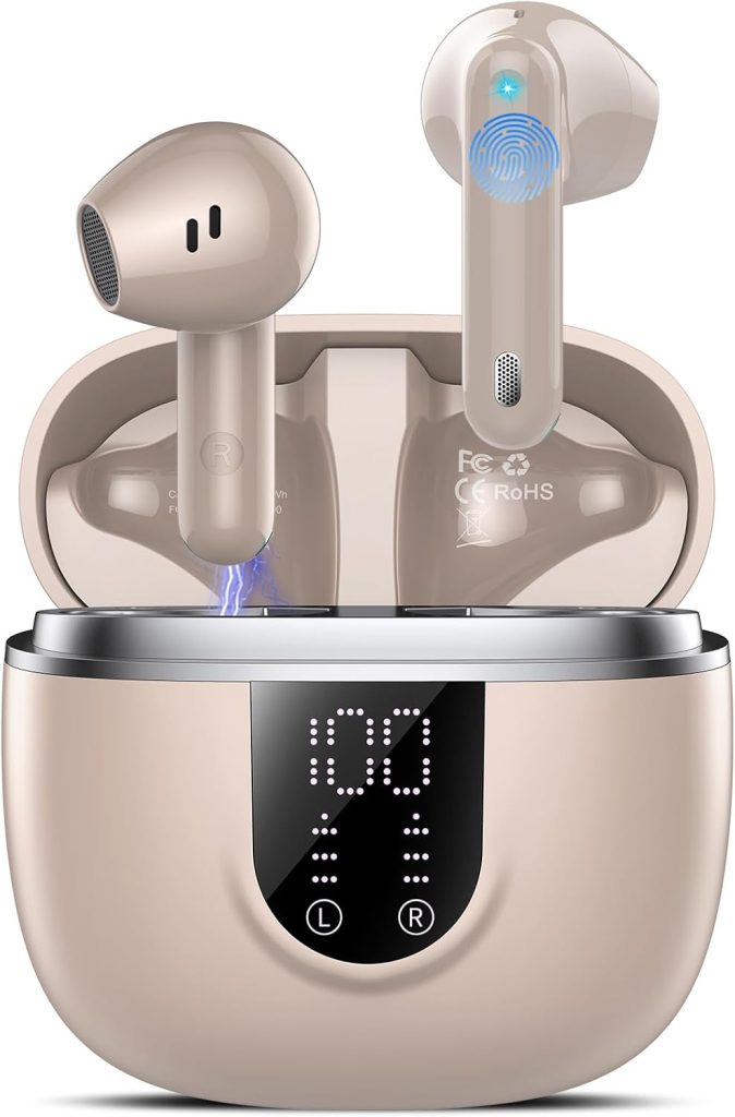 Wireless Bluetooth Headphones, Bluetooth 5.4 Headphones, 4 ENC Noise Reduction Mic, HiFi Stereo, 45H Playback, Touch Control Headphones, LED Screen, IPX7 Waterproof Sport Headset for iOS Android