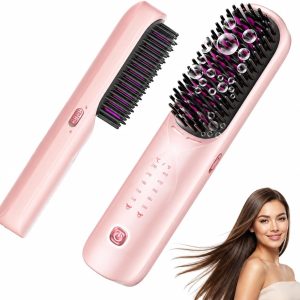 Bopcal Brosse Lissante Sans Fil 10000 mAh - 3 en 1 Brosse Lissante pour Cheveux avec des Millions d'ions Négatifs, Chauffage Rapide, pour Voyage & Powerbank JDS1 18