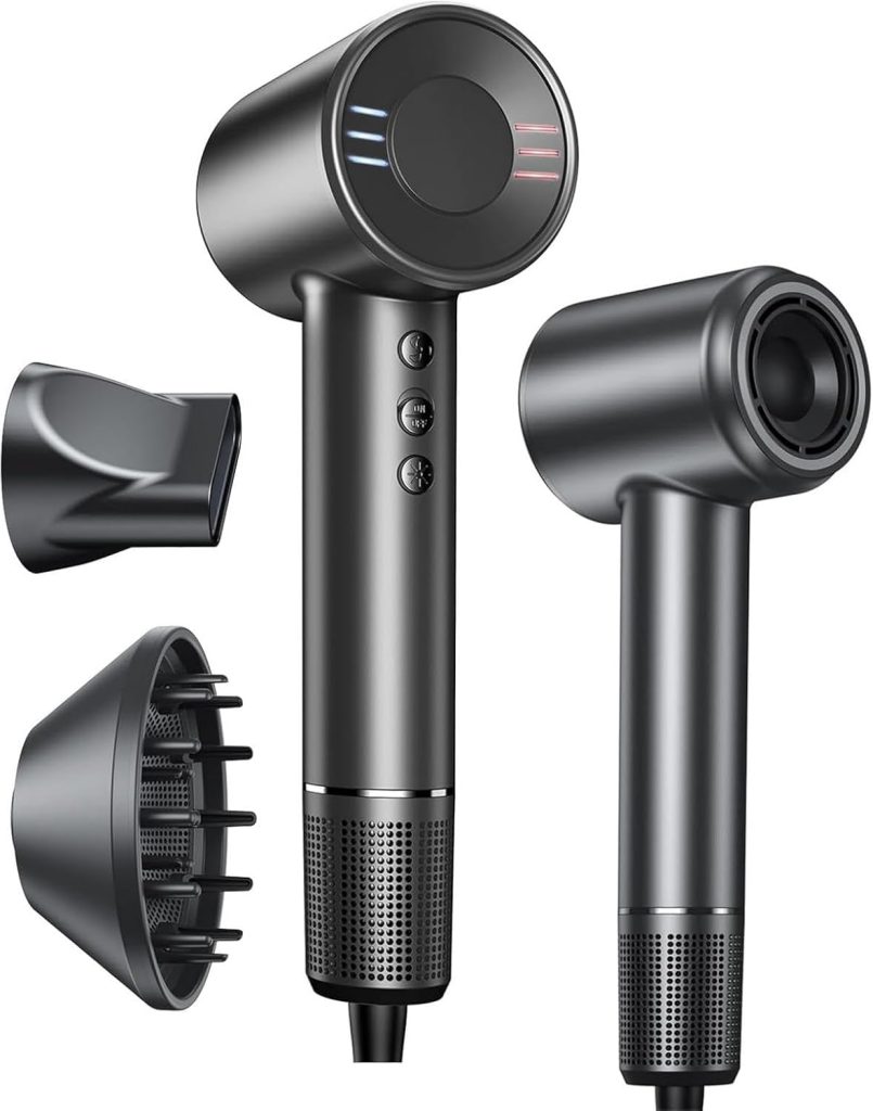 Bopcal Seche Cheveux Professionnel avec Diffuseur - 160000rpm Séchage Rapide pour les Boucles, Sèche Cheveux Ionique avec 500 Millions pour Salon et Voyage, Cadeau